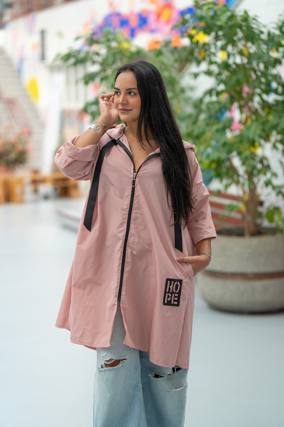 Parka Comprida rosa velho