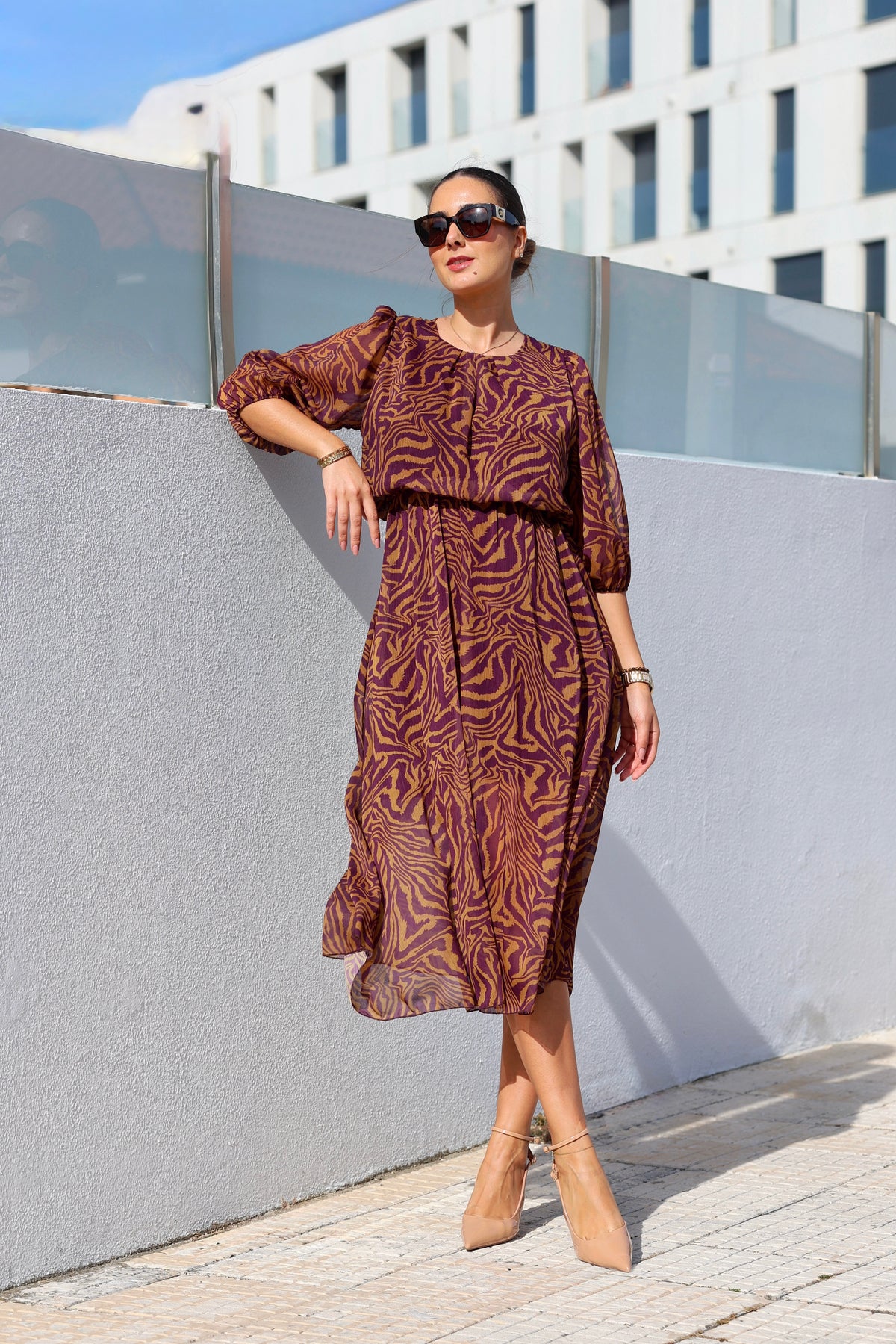 Vestido tipo zebra - lilás