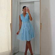 Vestido com costas rendadas