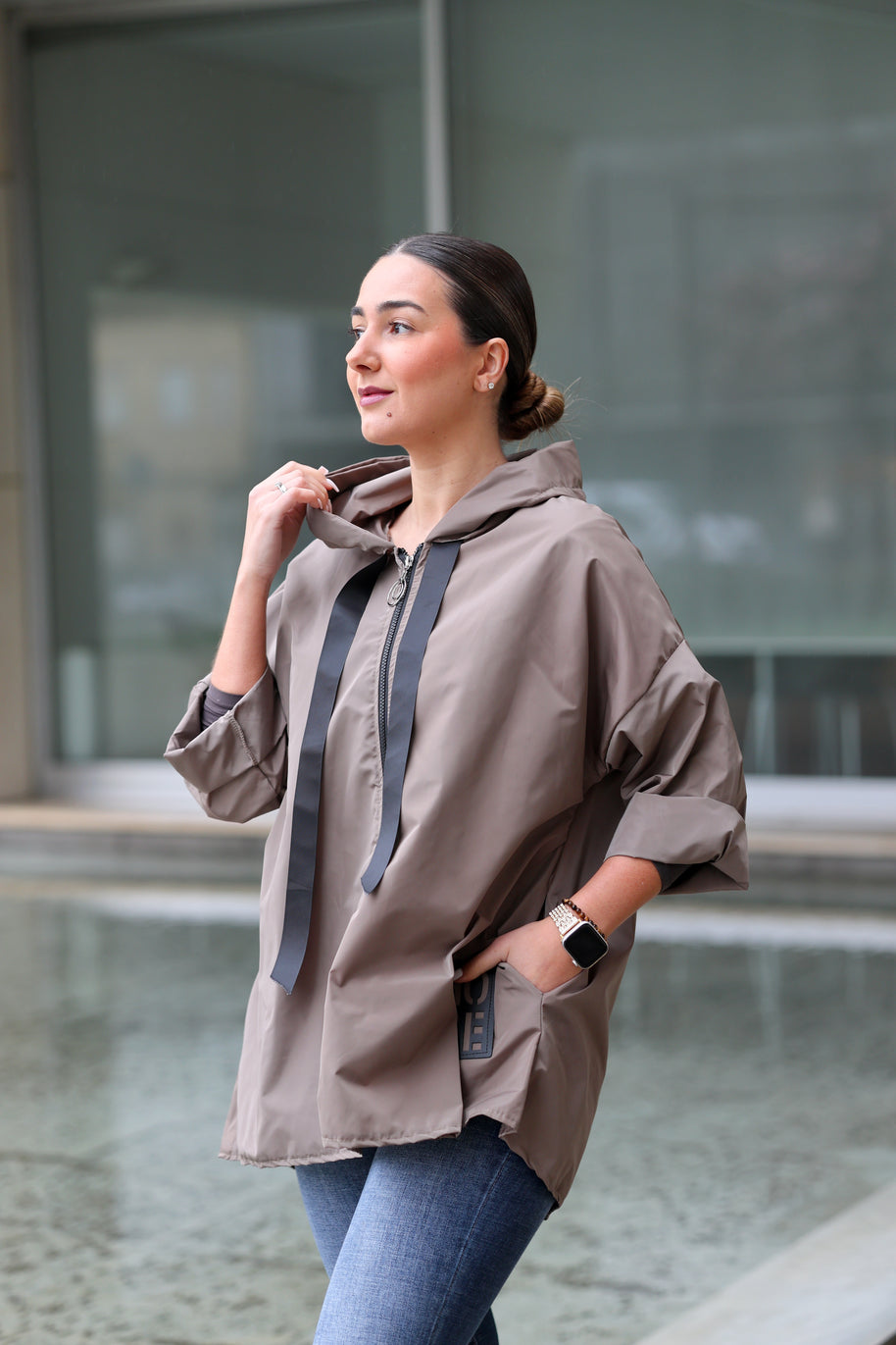 Parka Curta taupe