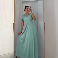Vestido cerimónia verde água