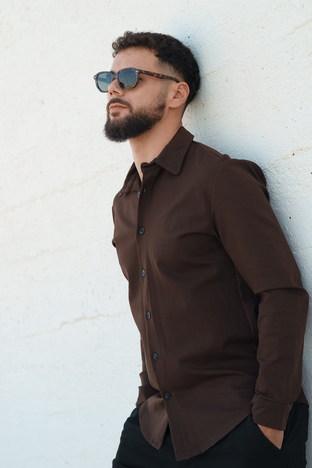 Homem | Camisa castanha - toque macio