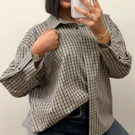 Camisola | Camisa xadrez - tons castanho