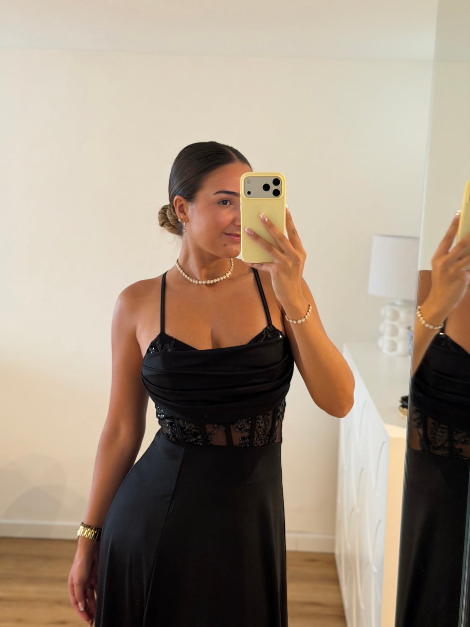 Vestido Elegance estilo corpete - preto