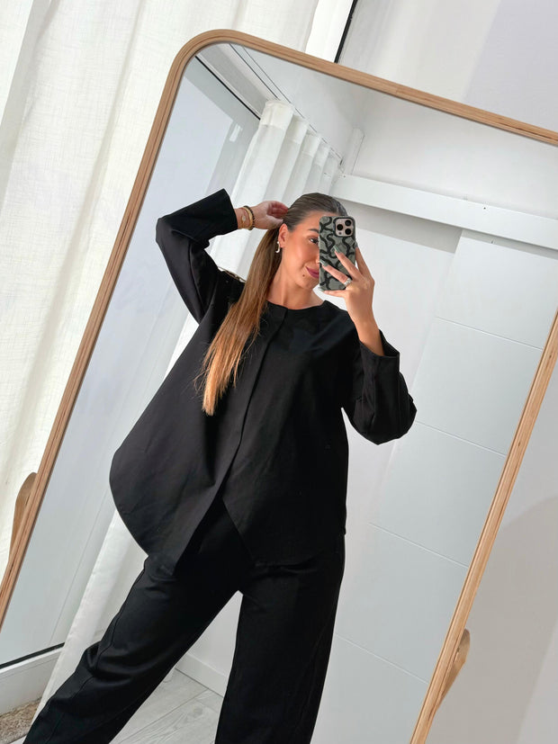 Asymmetrical set with pants BEST SELLER Black