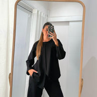 Conjunto Assimétrico Preto - manga comprida