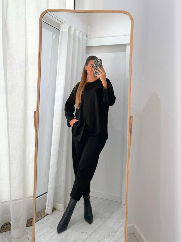 Asymmetrical set with pants BEST SELLER Black