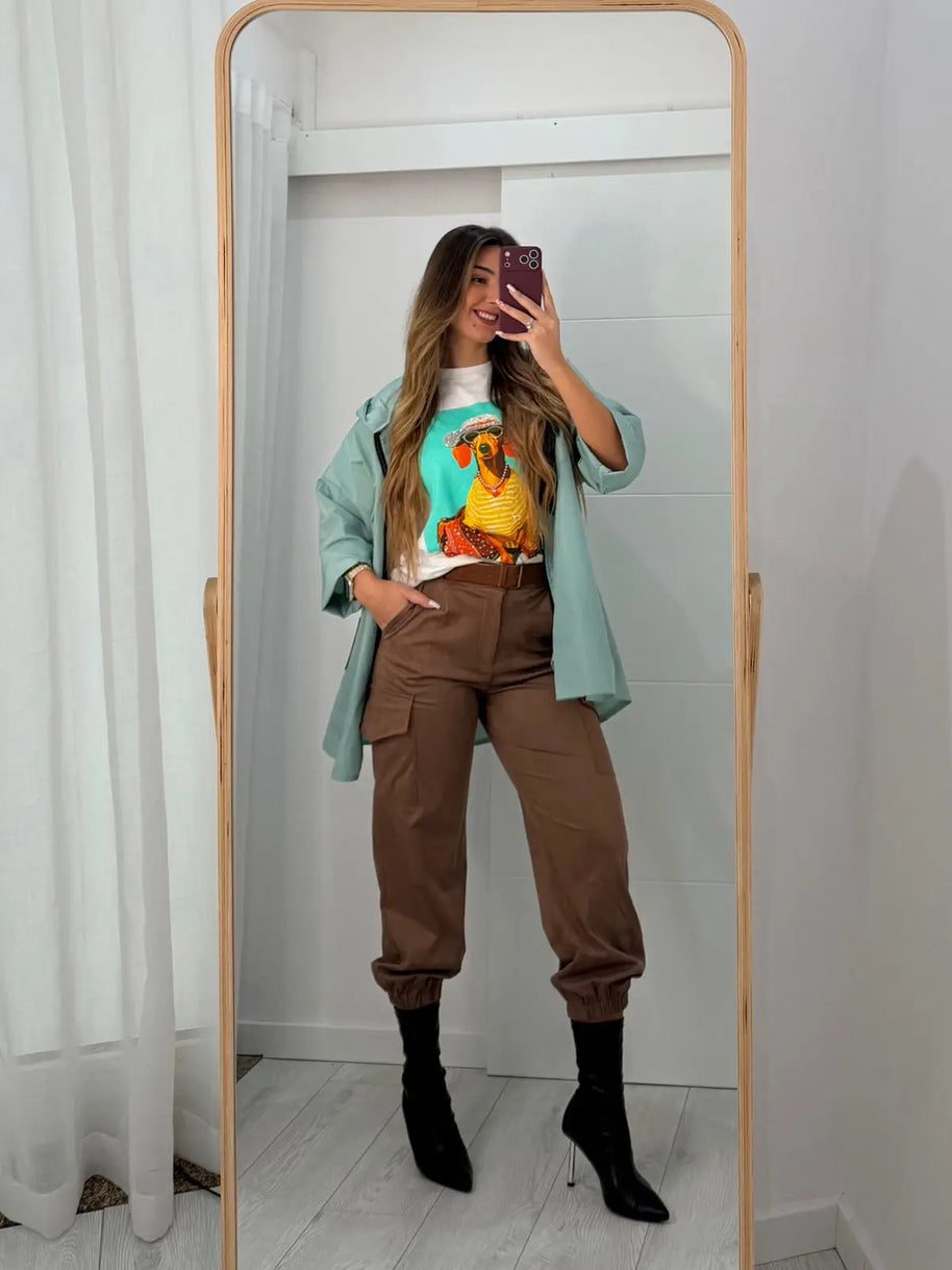 Parka Curta Verde Água