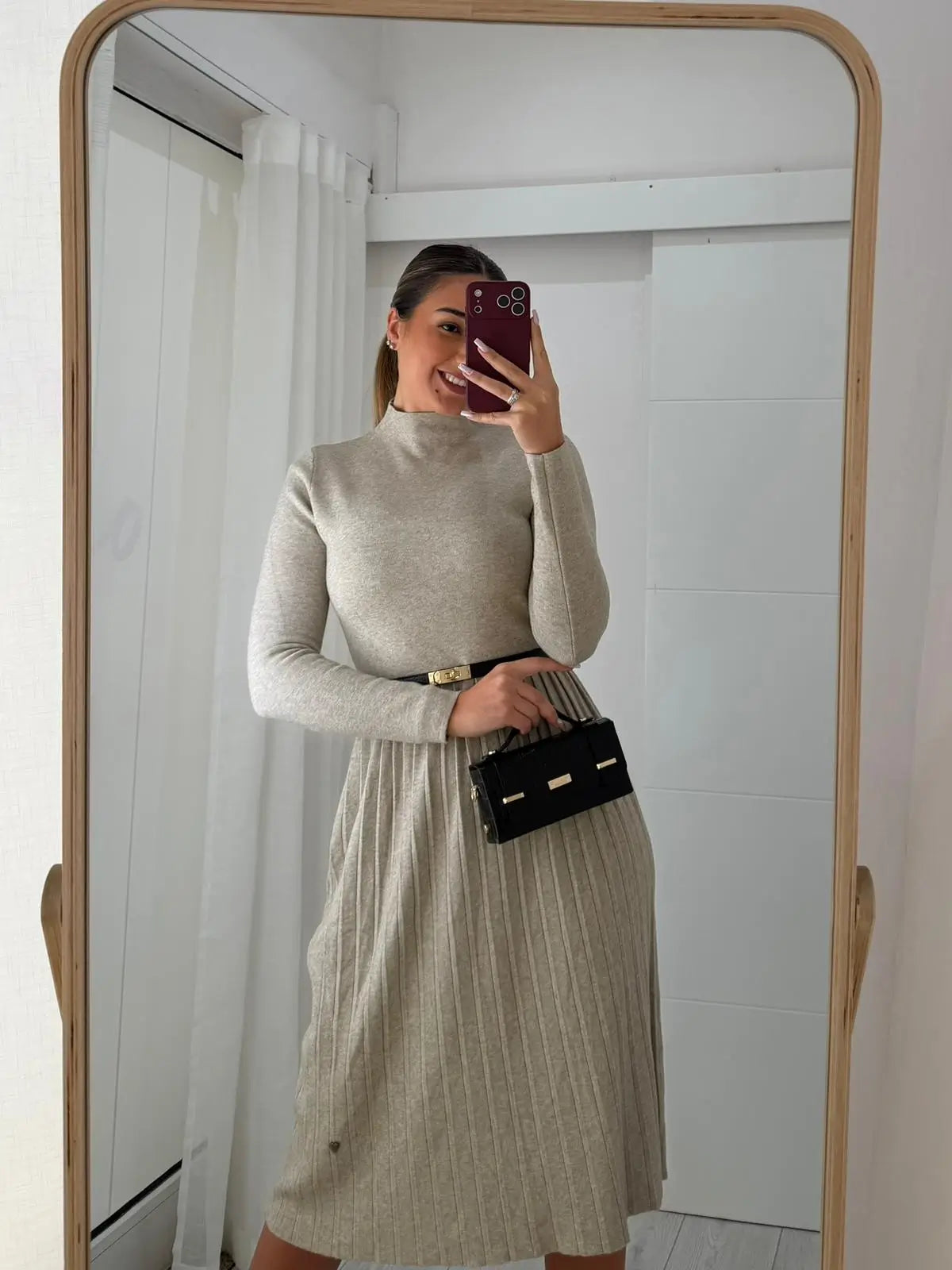 Vestido Malha Plissado