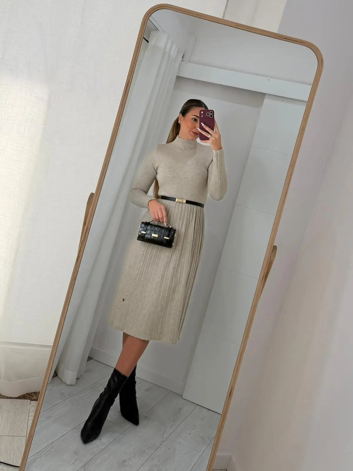 Vestido Malha Plissado