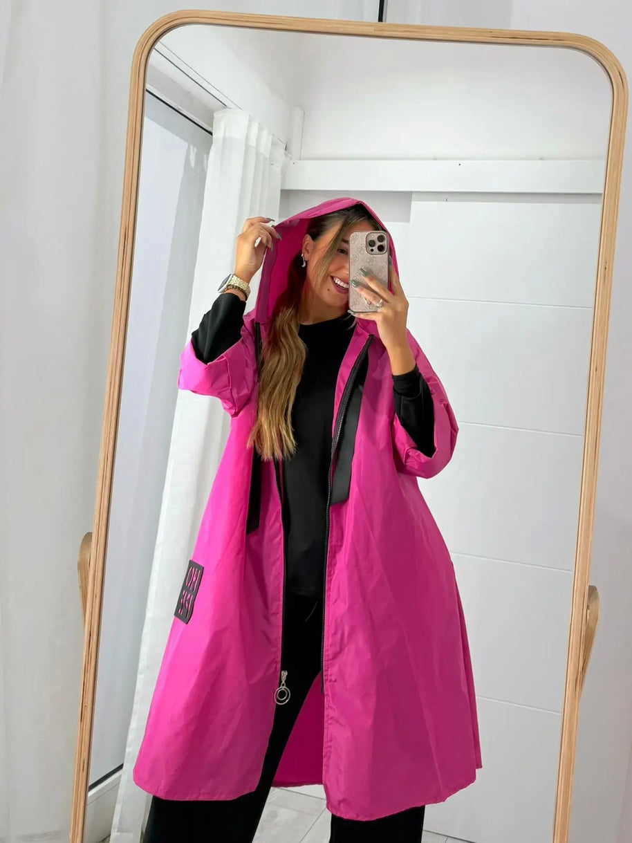 Parka Comprida Rosa Choque