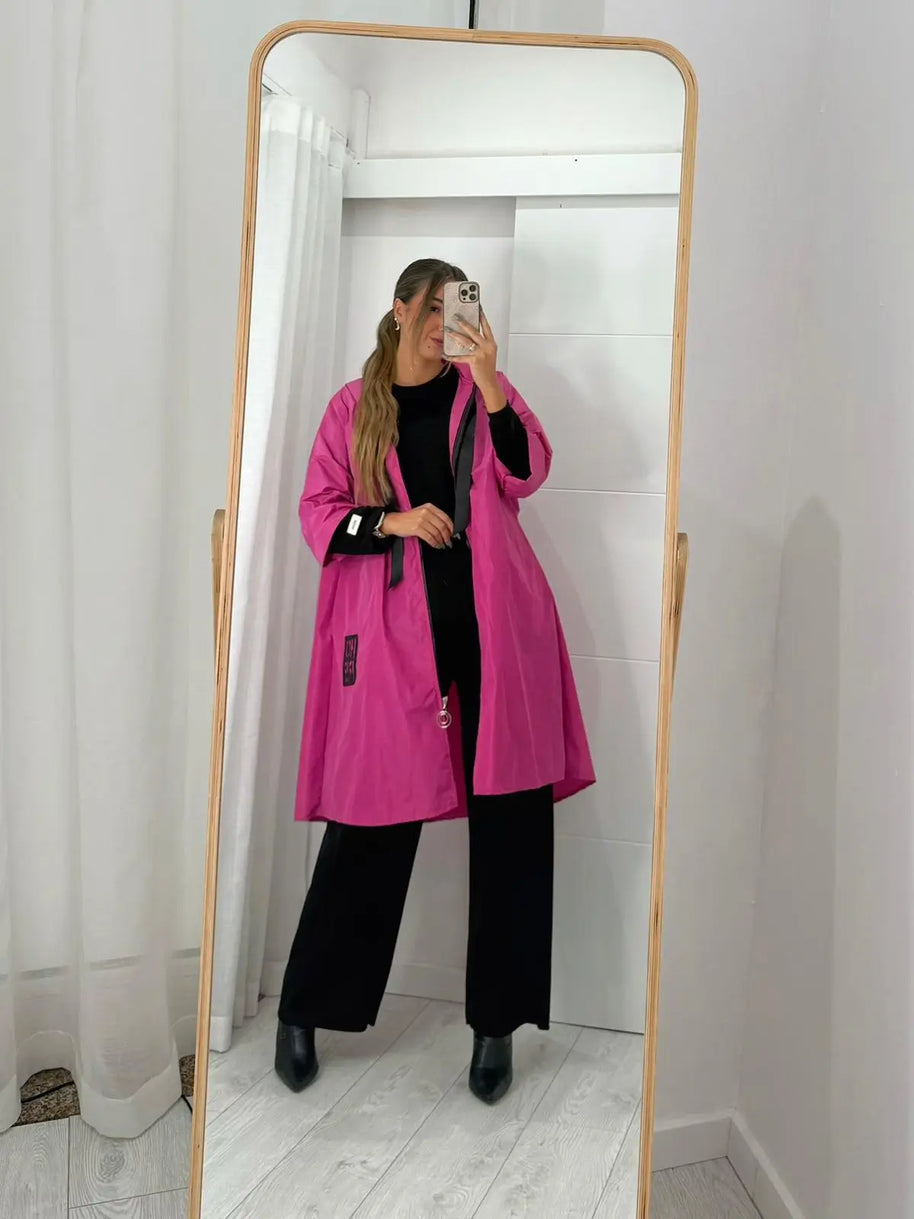Parka Comprida Rosa Choque