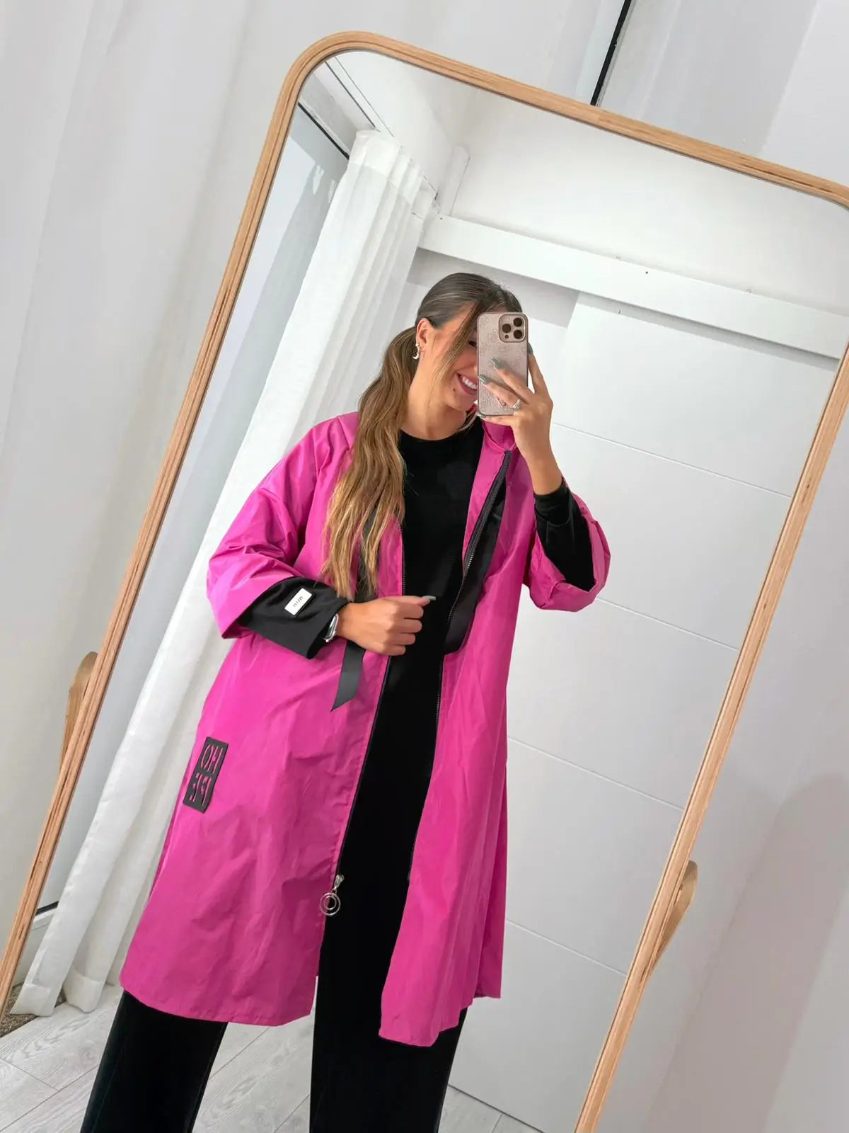 Parka Comprida Rosa Choque