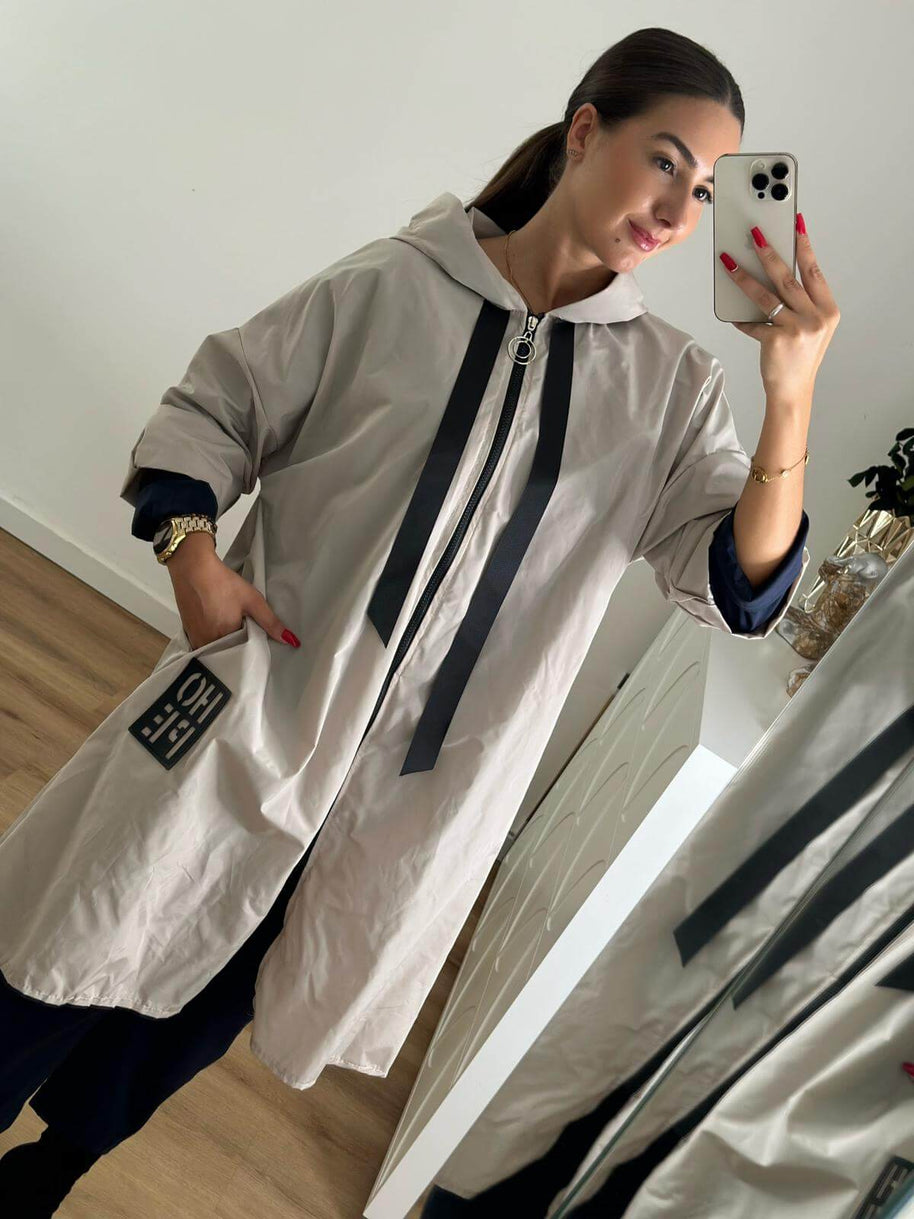 Parka Comprida Bege Pérola