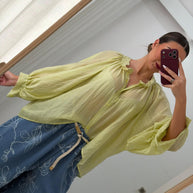 Blusa fluida verde limão