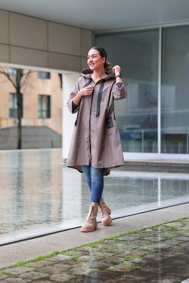 Hope Taupe Long Parka with Pockets