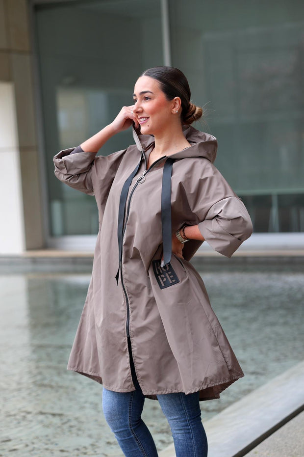 Hope Taupe Long Parka with Pockets